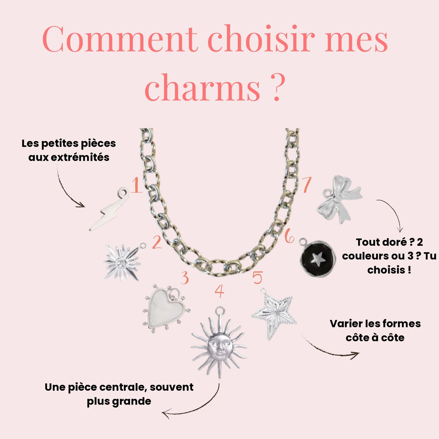 Collier charms argenté personnalisable