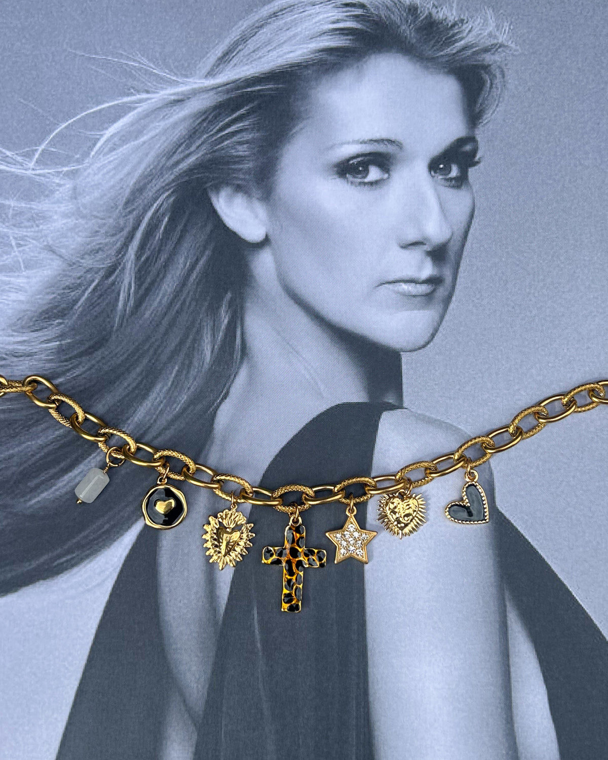 Collier charms charms léopard acier inoxydable