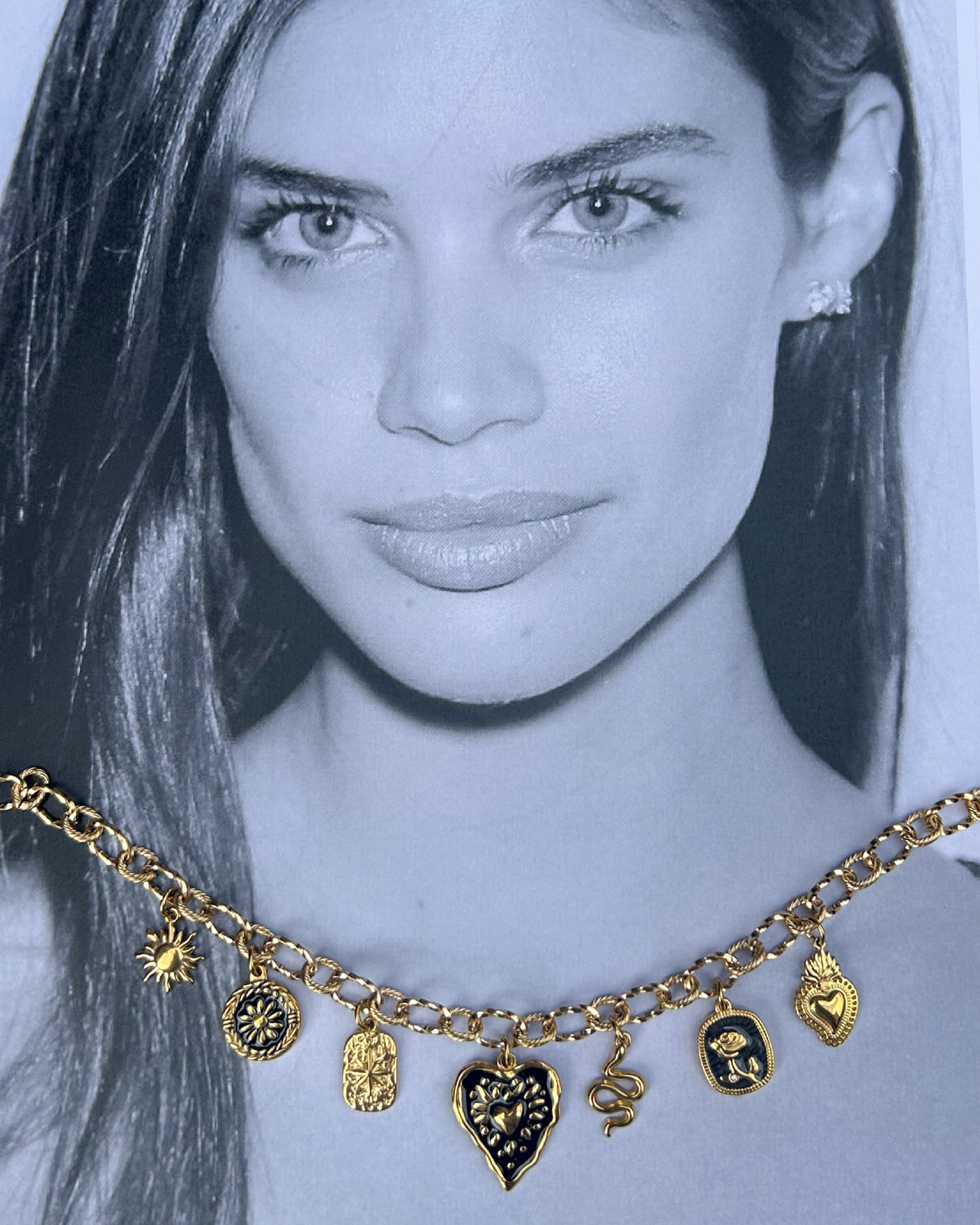 Collier charms charms noir acier inoxydable