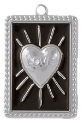 Charm Plaque cœur rayonnant noire – argenté