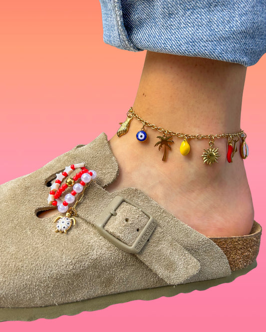 Bracelet de cheville personnalisable avec charms en acier inoxydable