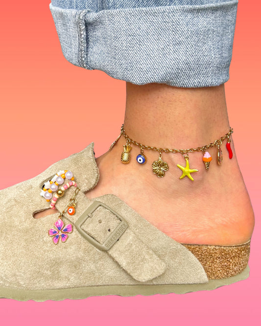 Bracelet de cheville personnalisable avec charms en acier inoxydable