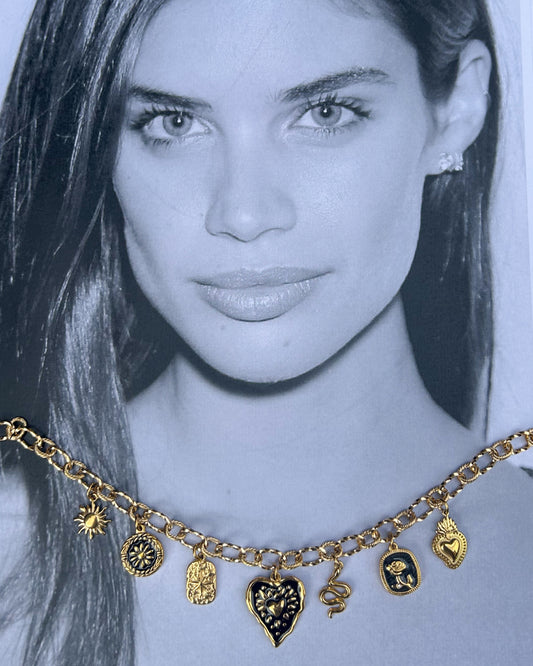 Collier charms charms noir acier inoxydable