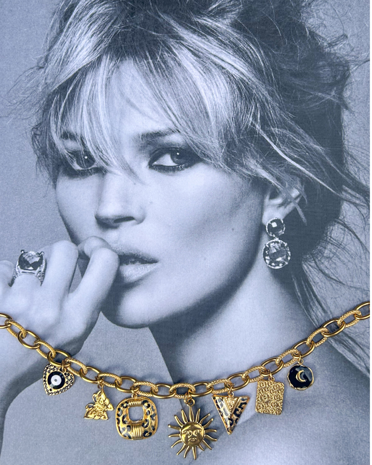 Collier charms charms léopard et noir acier inoxydable