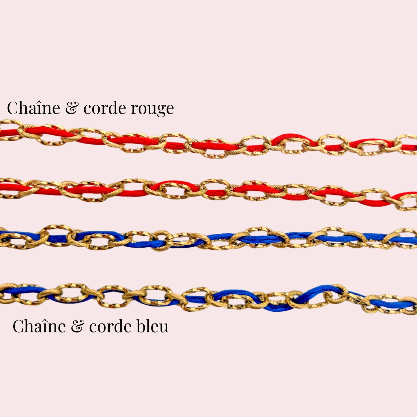 Collier charms sur mix chaîne et corde à personnaliser