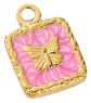 Charm Papillon carré rose
