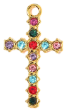 Charm Grande croix strass multicolore