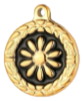 Charm Médaille fleur noire
