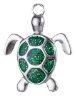 Charm Tortue strass verte – argenté