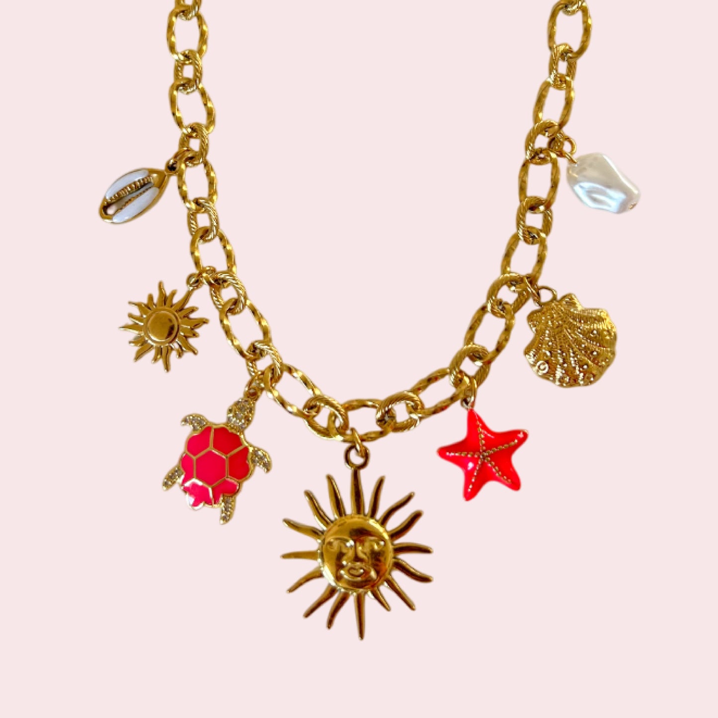 Collier charms Hot Pink