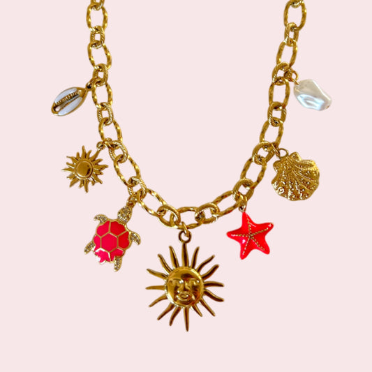 Collier charms Hot Pink